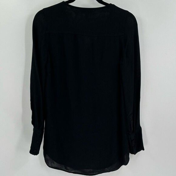 Women's J. Crew Semi Sheer Pirate Blouse High-Low Long Sleeve Top Size 2 Tall - Picture 2 of 10